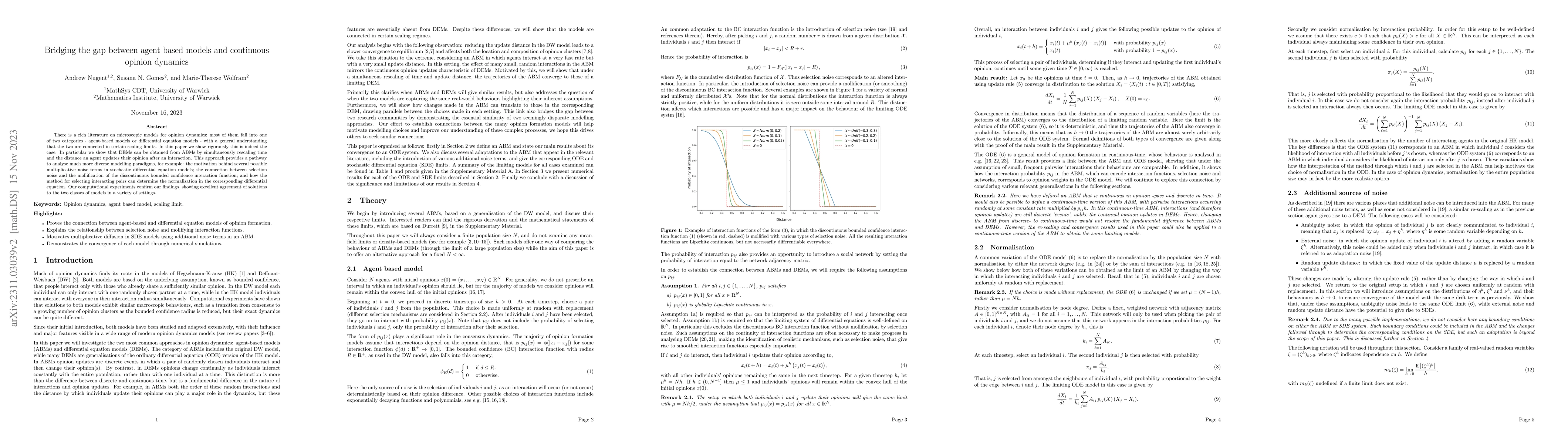 Thumbnail for Bridging the gap between agent based models and continuous opinion
  dynamics
