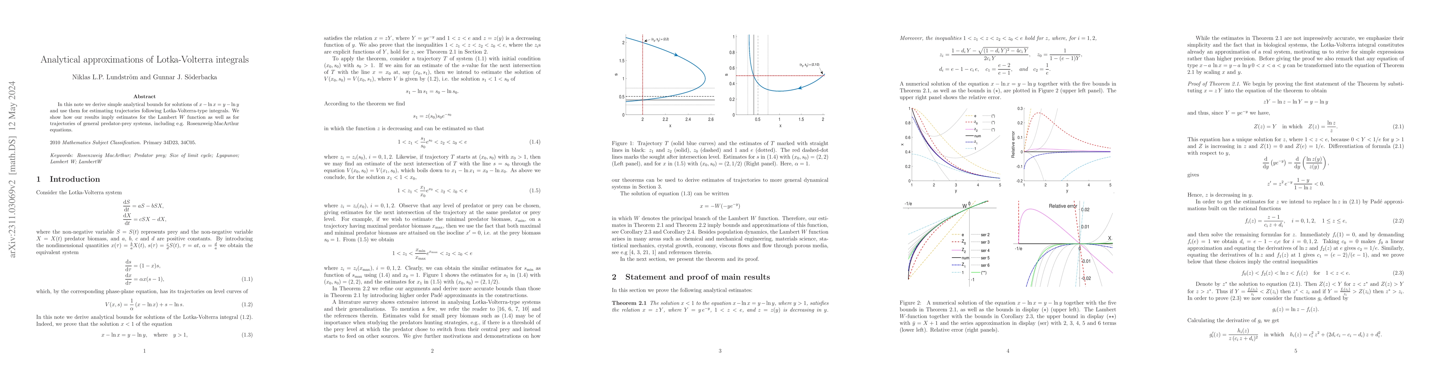 Thumbnail for Analytical approximations of Lotka-Volterra integrals