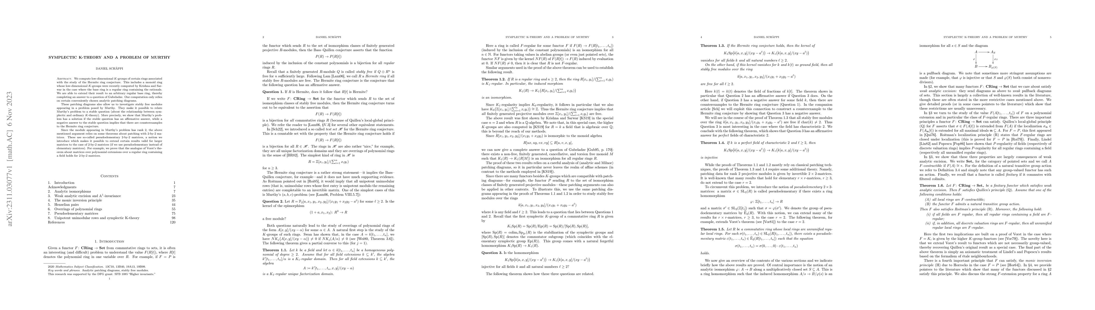 Thumbnail for Symplectic K-theory and a problem of Murthy