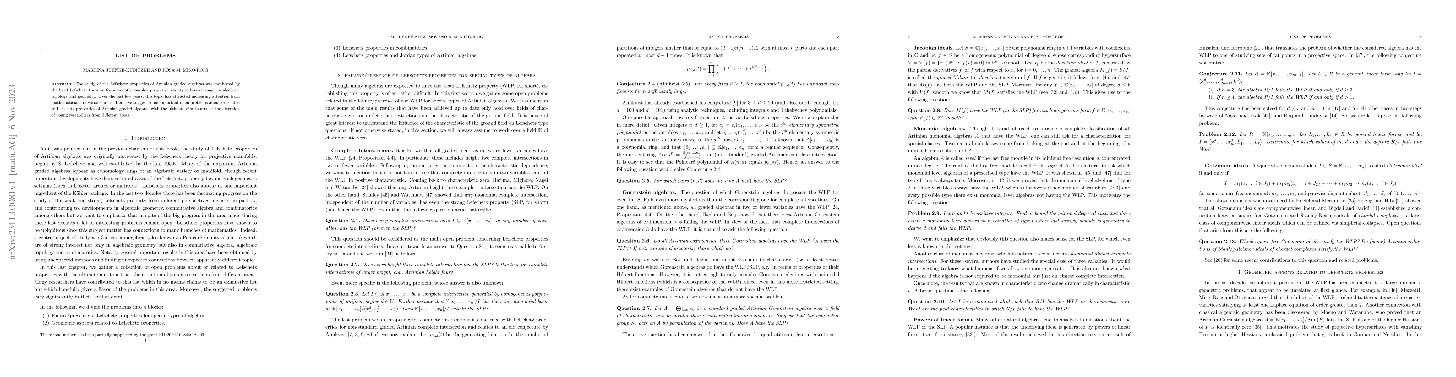 Thumbnail for List of Problems