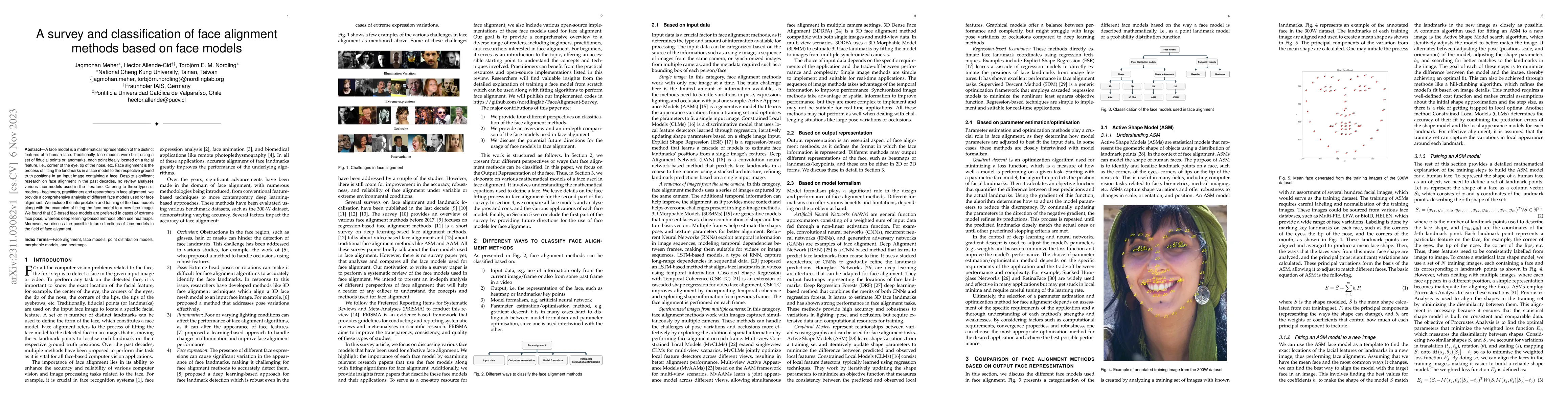 Thumbnail for A survey and classification of face alignment methods based on face
  models