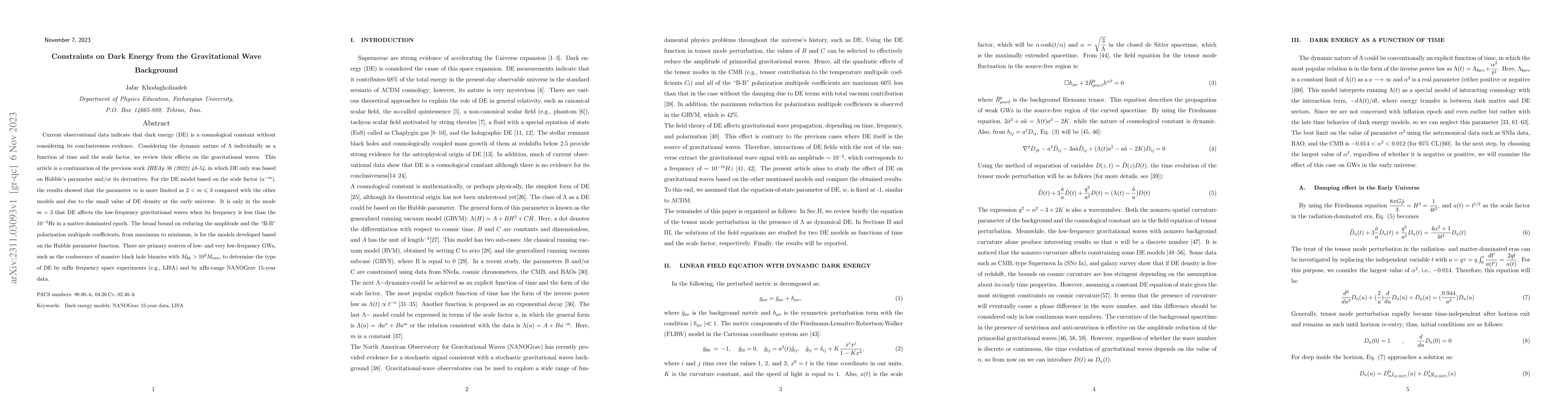Thumbnail for Constraints on Dark Energy from the Gravitational Wave Background