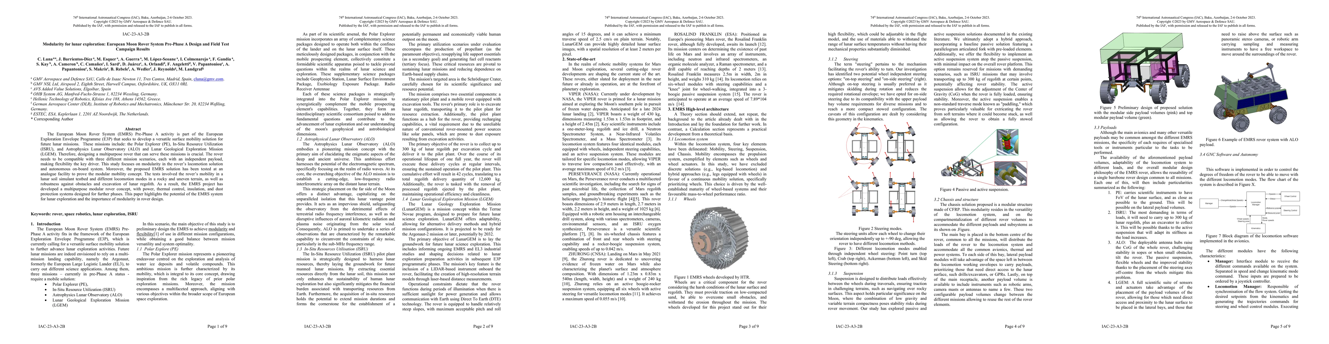 Thumbnail for Modularity for lunar exploration: European Moon Rover System Pre-Phase A
  Design and Field Test Campaign Results