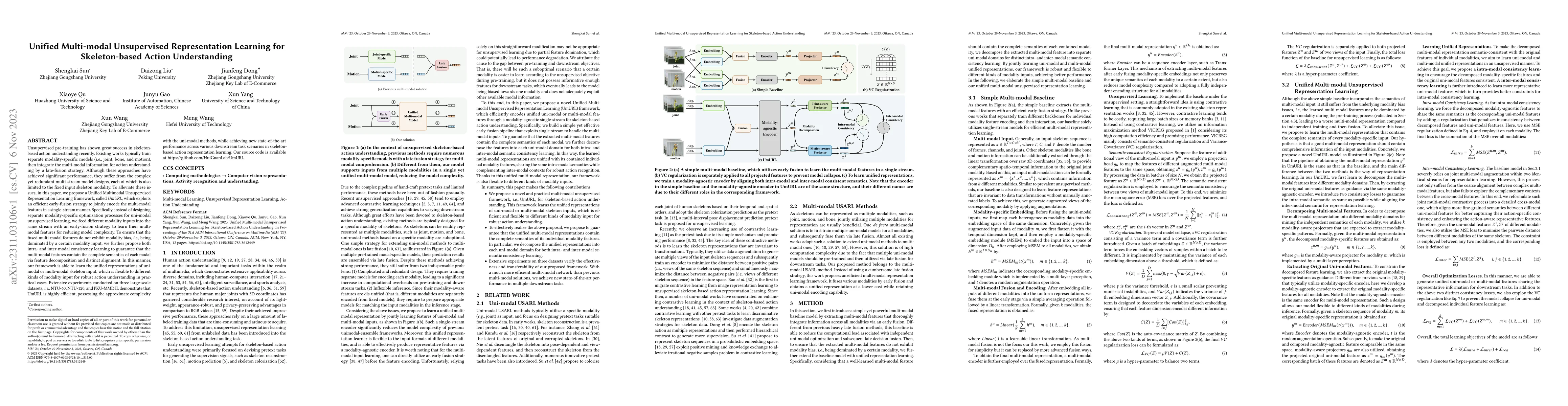 Thumbnail for Unified Multi-modal Unsupervised Representation Learning for
  Skeleton-based Action Understanding