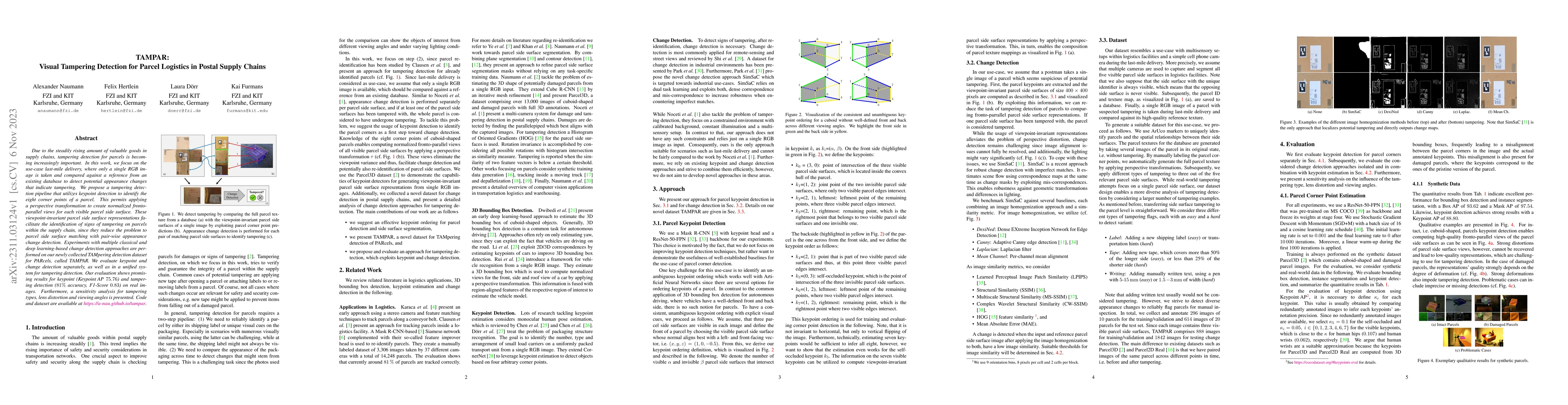 Thumbnail for TAMPAR: Visual Tampering Detection for Parcel Logistics in Postal Supply
  Chains
