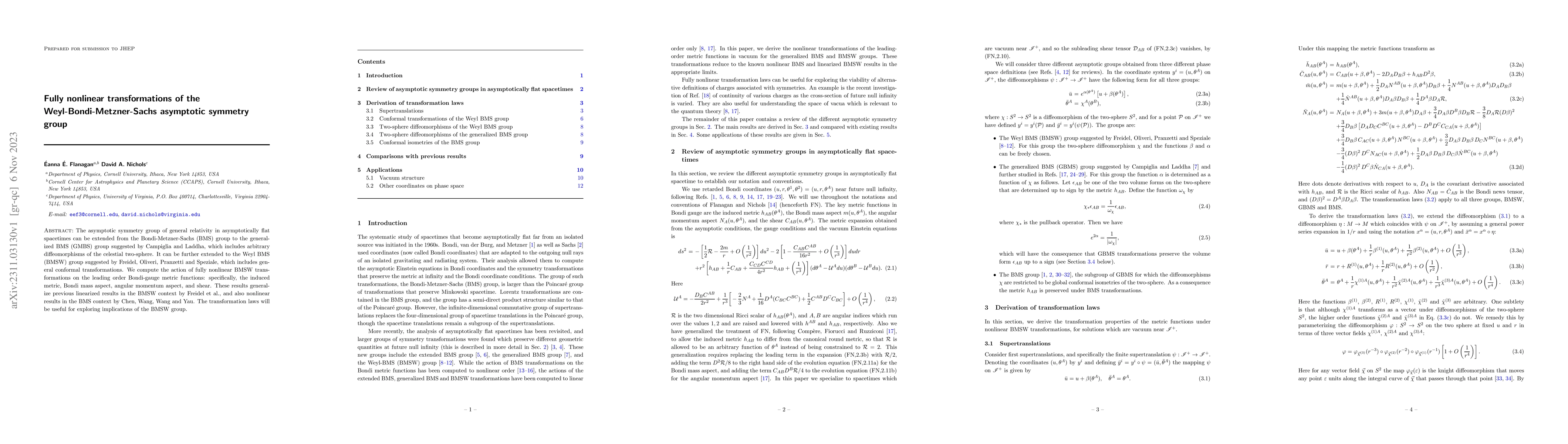 Thumbnail for Fully nonlinear transformations of the Weyl-Bondi-Metzner-Sachs
  asymptotic symmetry group