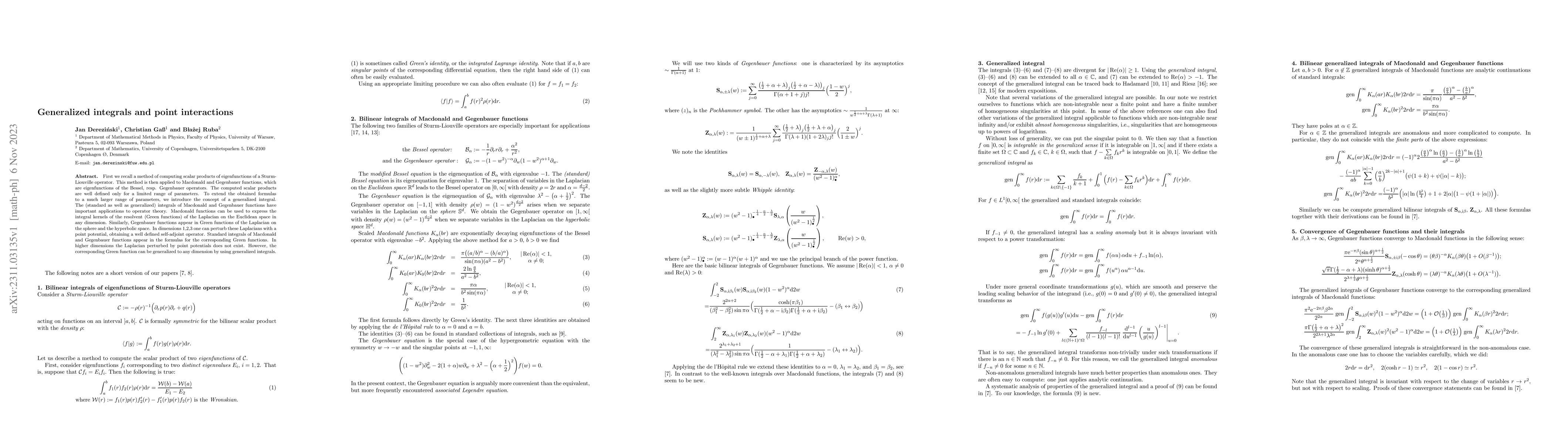 Thumbnail for Generalized integrals and point interactions