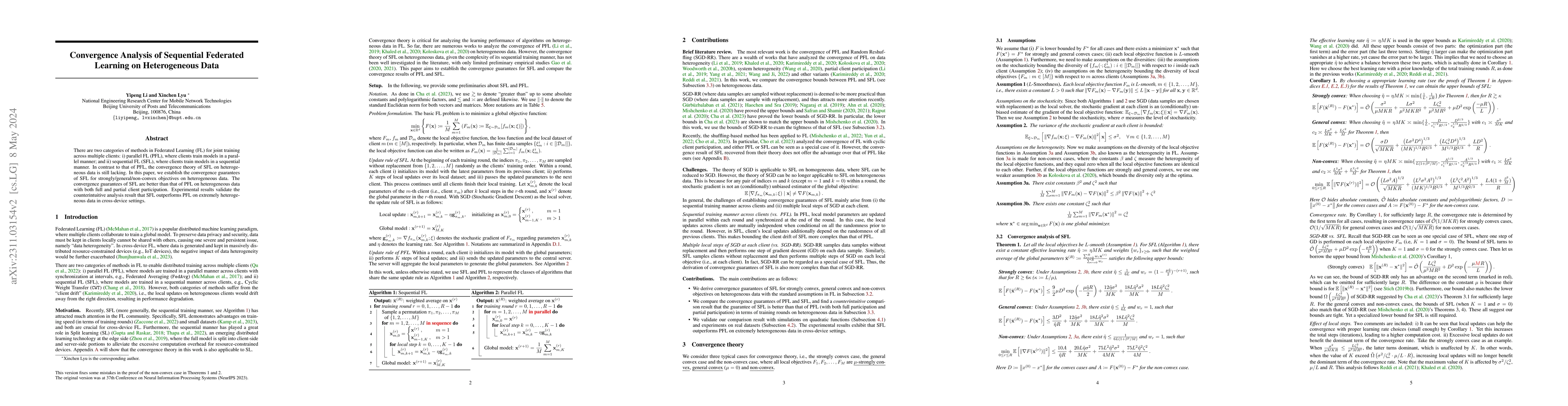 Thumbnail for Convergence Analysis of Sequential Federated Learning on Heterogeneous
  Data