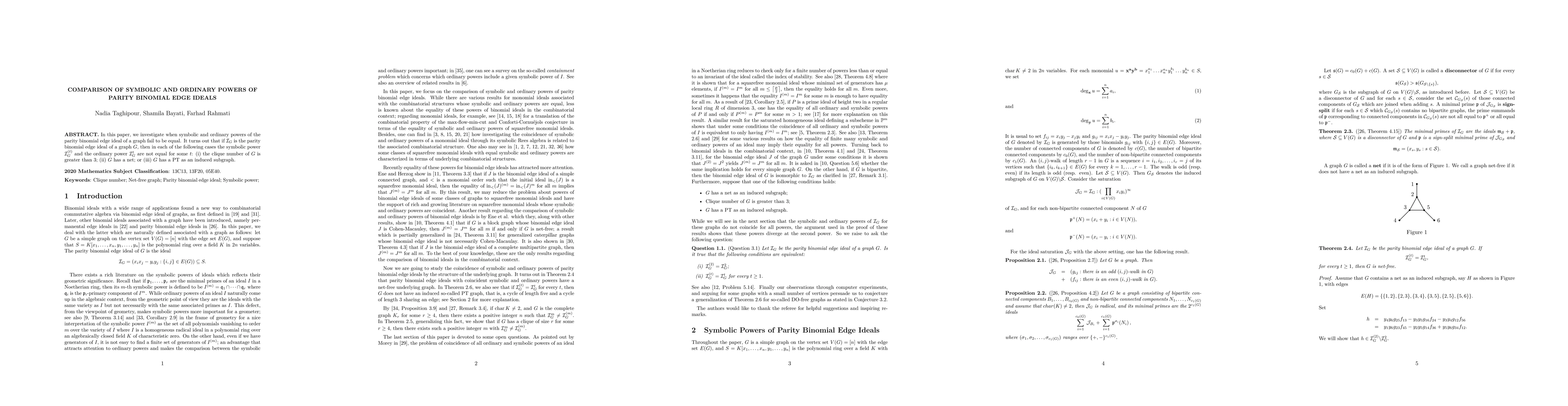 Thumbnail for Comparison of symbolic and ordinary powers of parity binomial edge
  ideals