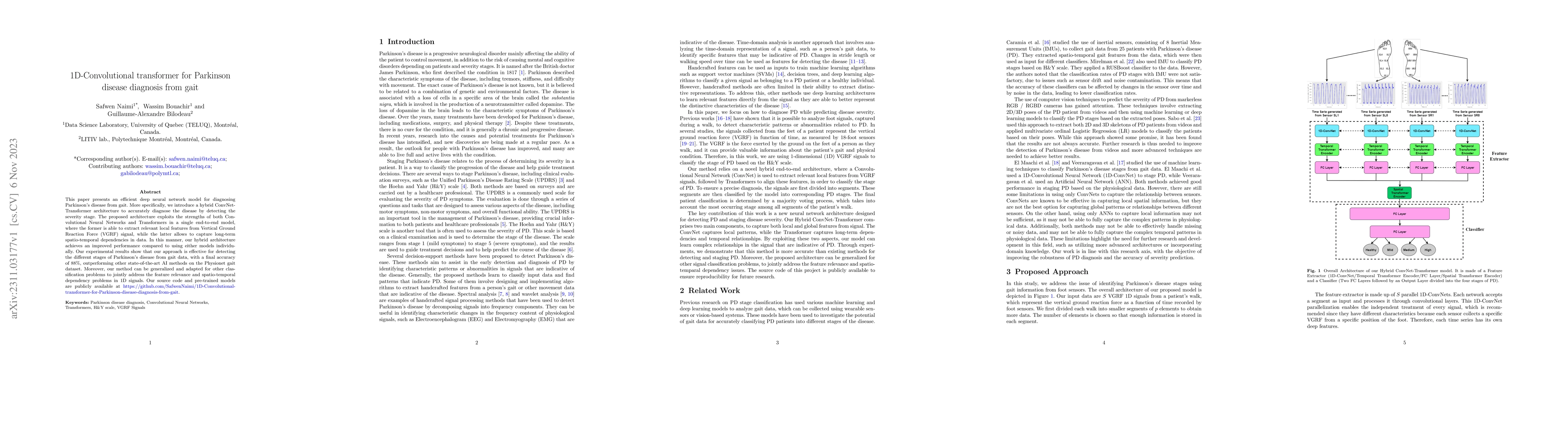 Thumbnail for 1D-Convolutional transformer for Parkinson disease diagnosis from gait