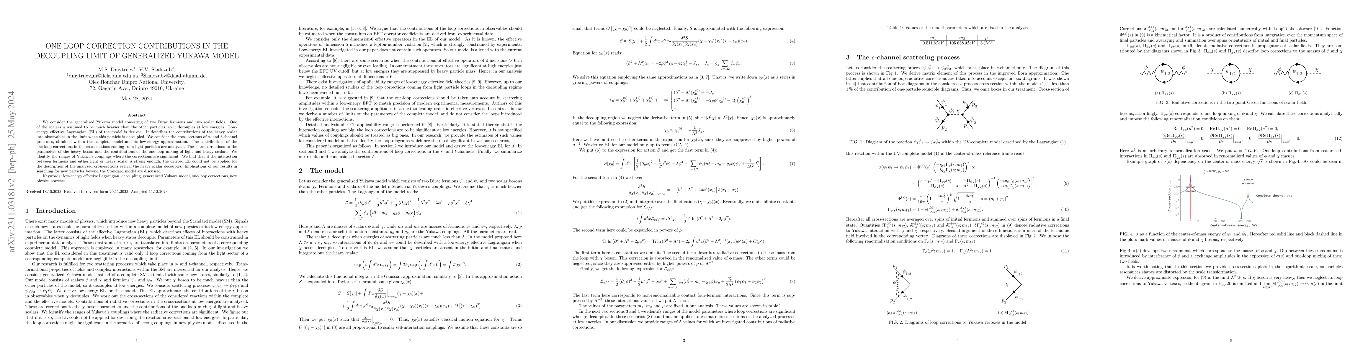 Thumbnail for One-loop correction contributions in the decoupling limit of generalized
  Yukawa model