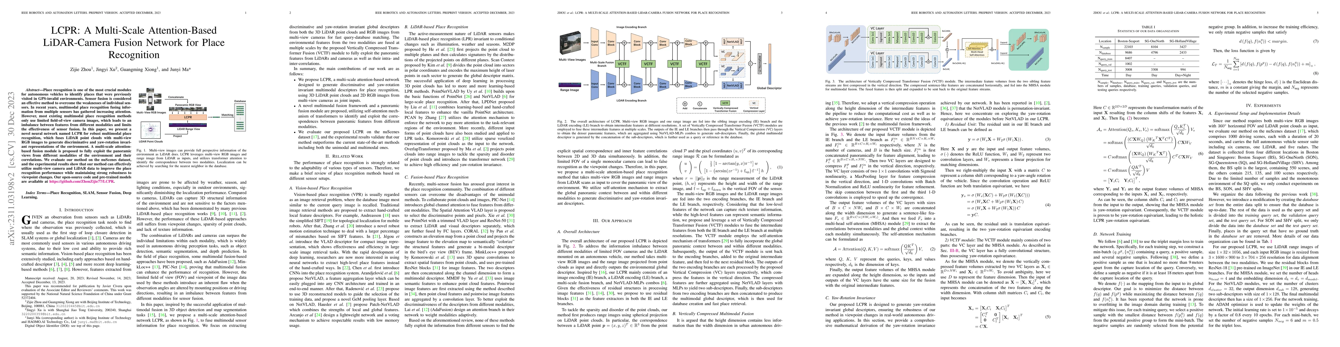Thumbnail for LCPR: A Multi-Scale Attention-Based LiDAR-Camera Fusion Network for
  Place Recognition