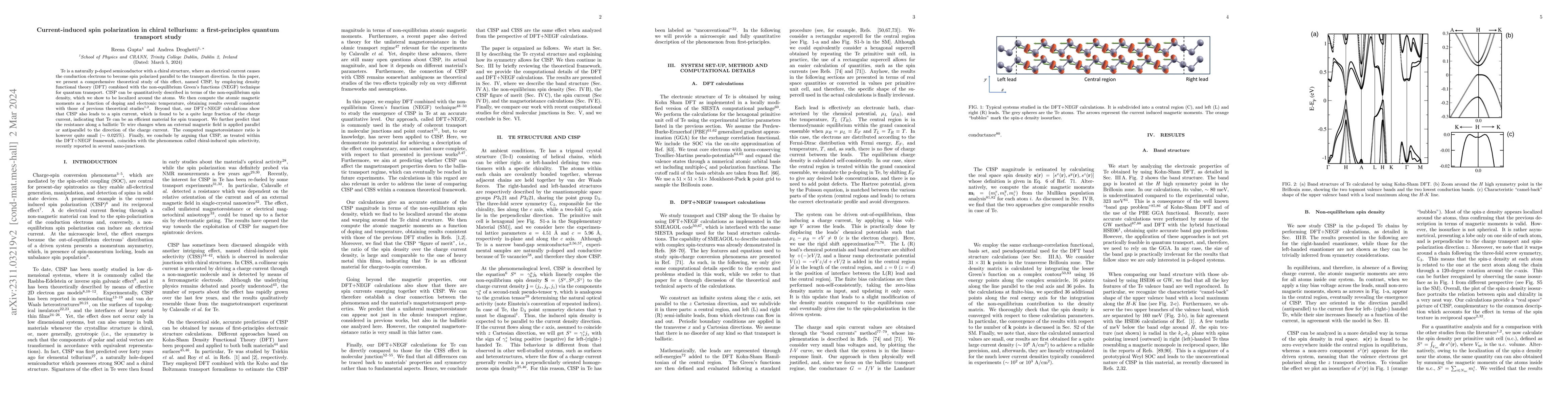 Thumbnail for Current-induced spin polarization in chiral Tellurium: a
  first-principles quantum transport study