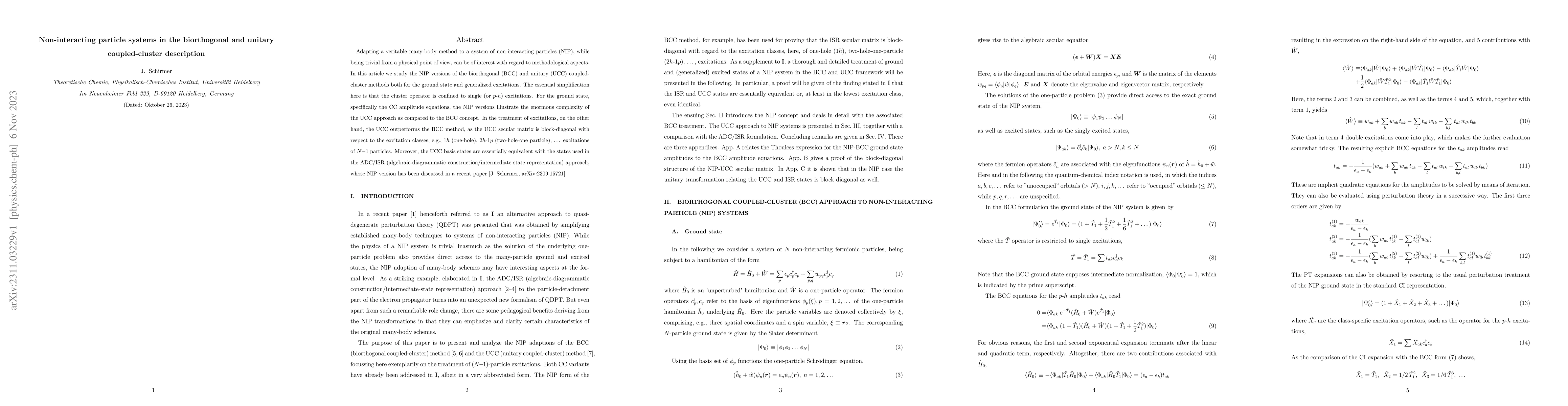 Thumbnail for Non-interacting particle systems in the bi-orthogonal and unitary
  coupled-cluster description