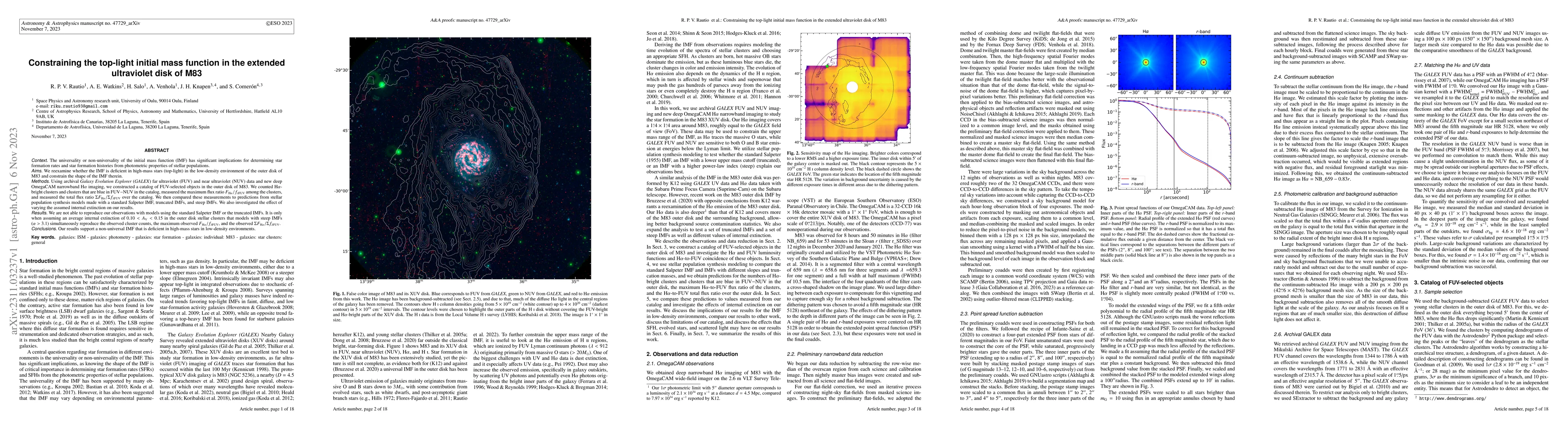 Thumbnail for Constraining the top-light initial mass function in the extended
  ultraviolet disk of M83