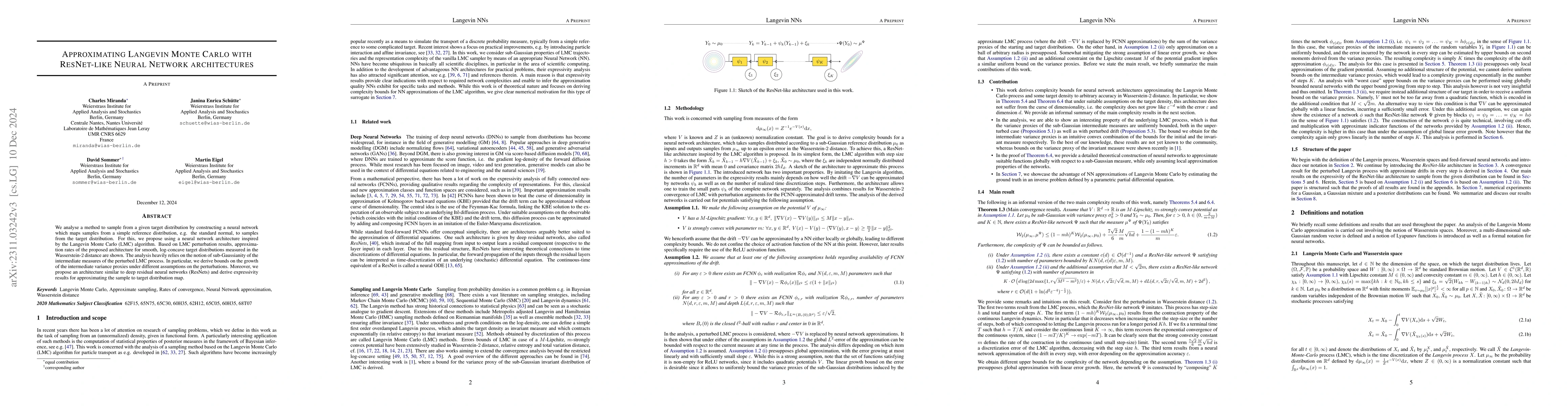 Thumbnail for Approximating Langevin Monte Carlo with ResNet-like Neural Network
  architectures