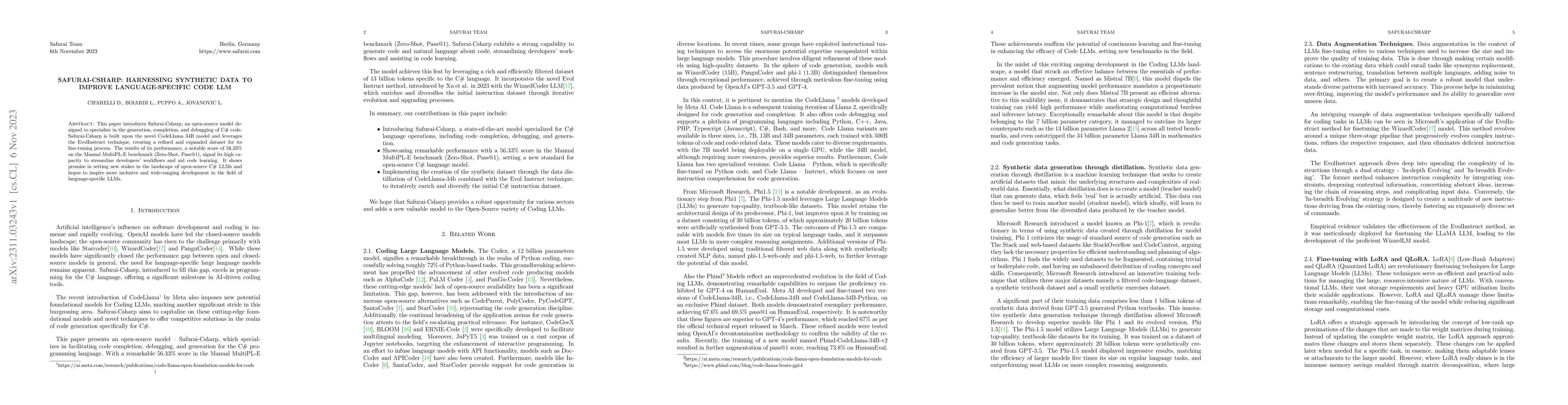 Thumbnail for Safurai-Csharp: Harnessing Synthetic Data to improve language-specific
  Code LLM