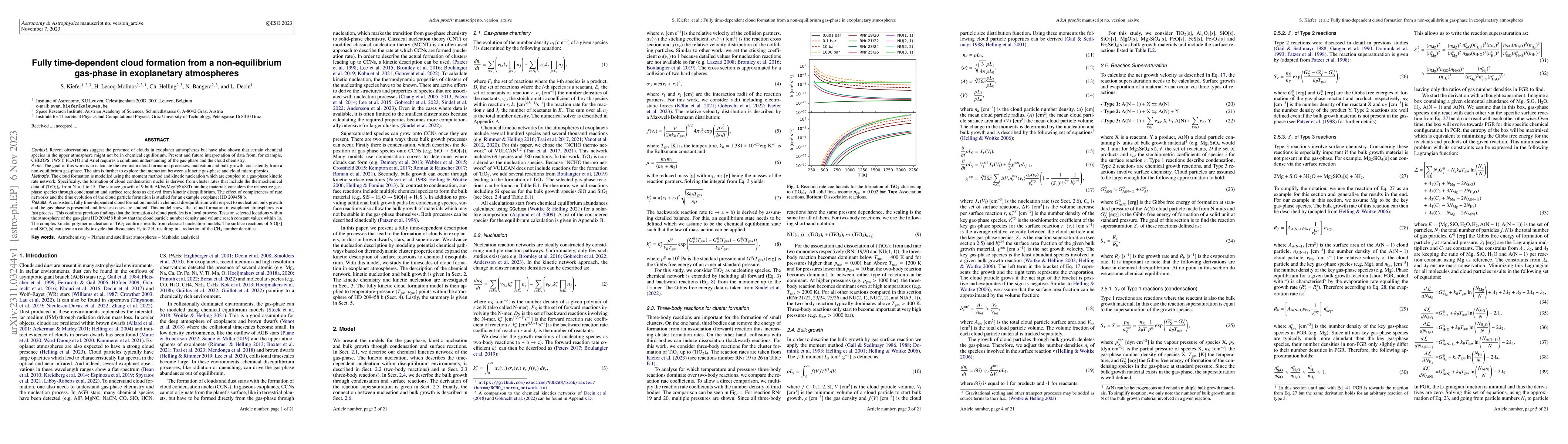 Thumbnail for Fully time-dependent cloud formation from a non-equilibrium gas-phase in
  exoplanetary atmospheres
