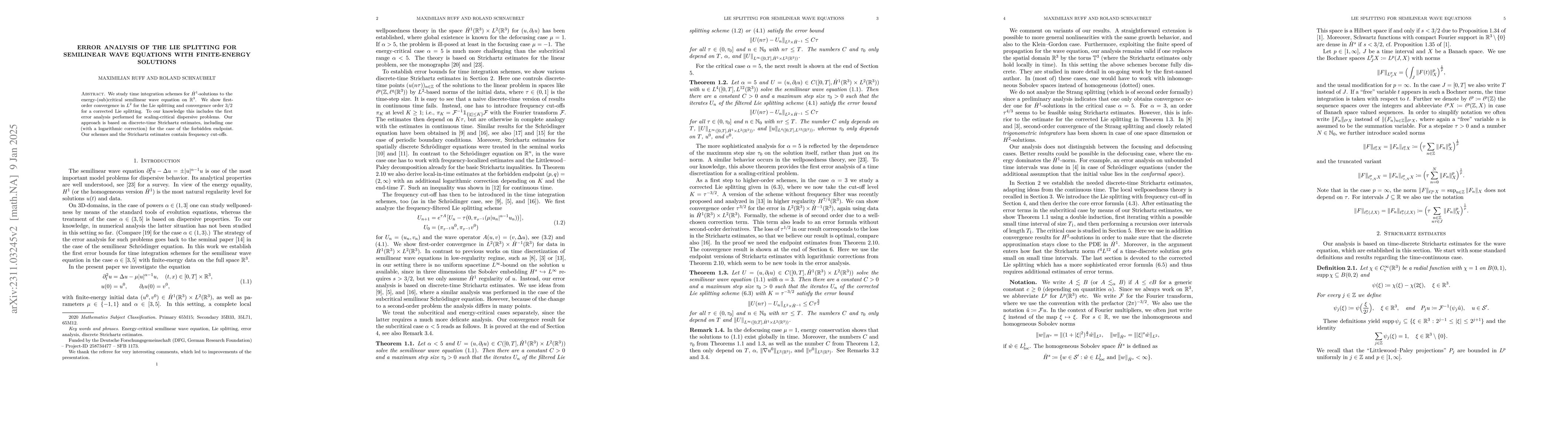 Thumbnail for Error analysis of the Lie splitting for semilinear wave equations with
  finite-energy solutions