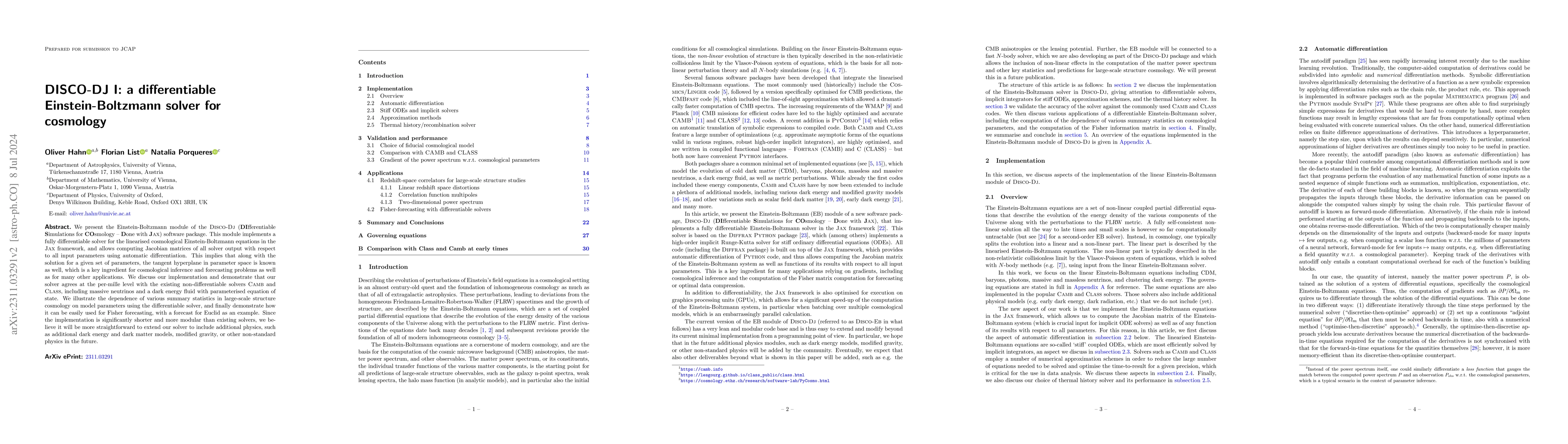 Thumbnail for DISCO-DJ I: a differentiable Einstein-Boltzmann solver for cosmology