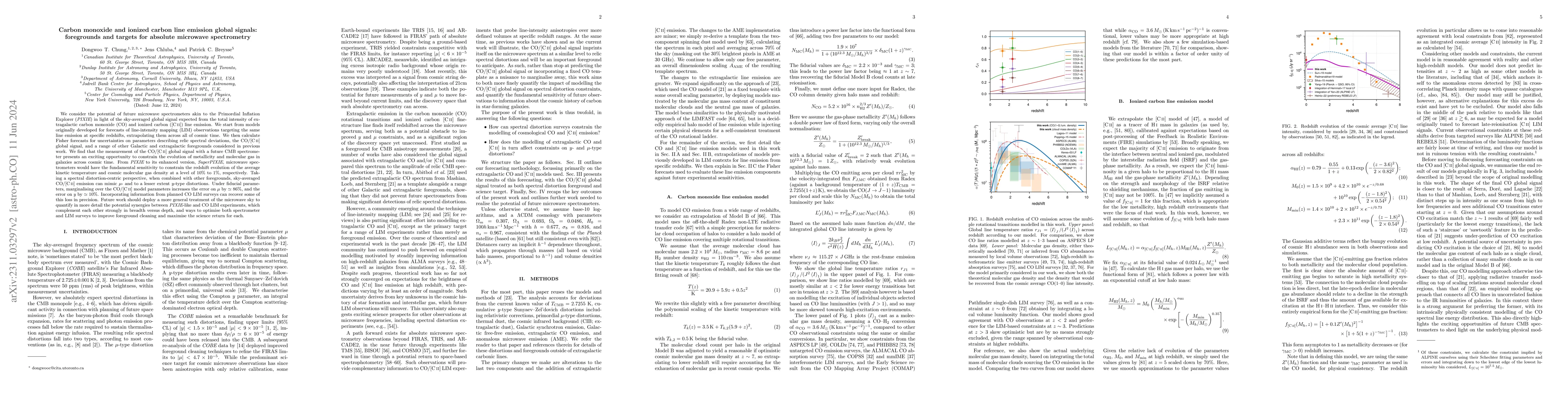 Thumbnail for Carbon monoxide and ionized carbon line emission global signals:
  foregrounds and targets for absolute microwave spectrometry