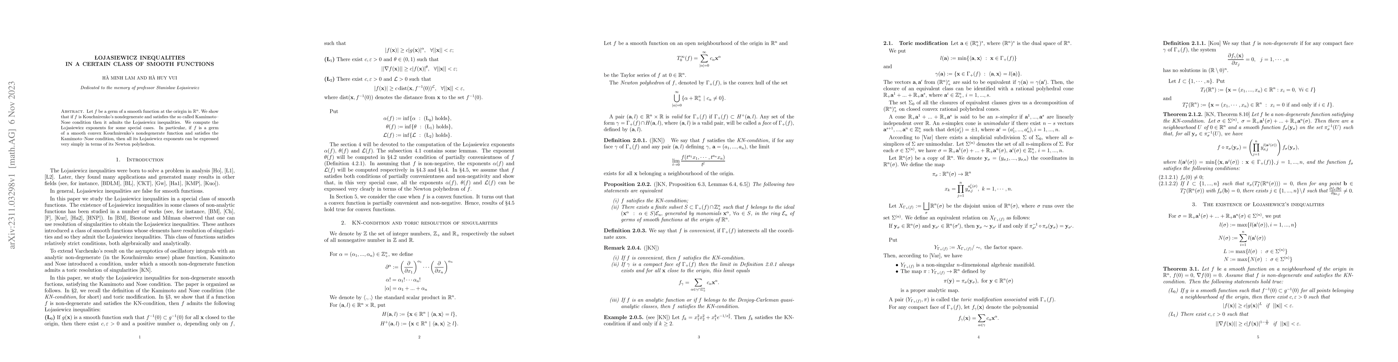 Thumbnail for Lojasiewicz inequalities in a certain class of smooth functions