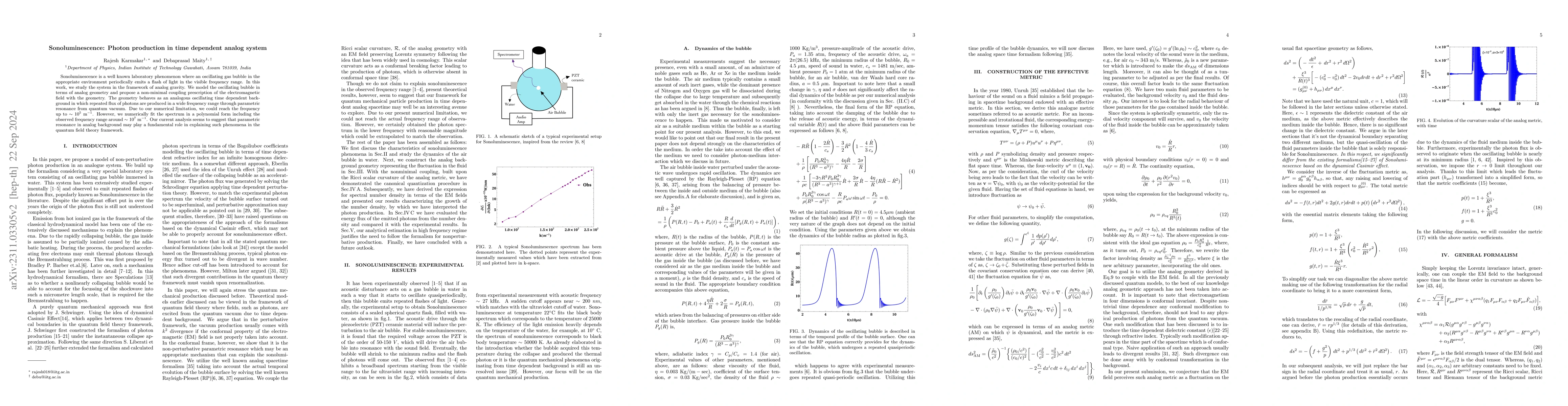 Thumbnail for Sonoluminescence: Photon production in time dependent analog system