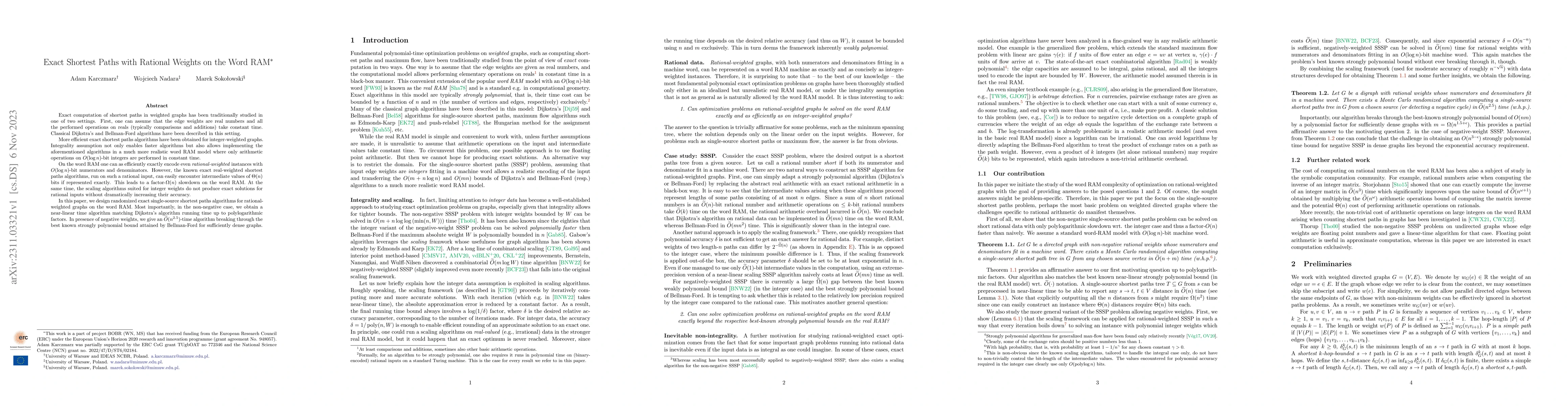 Thumbnail for Exact Shortest Paths with Rational Weights on the Word RAM