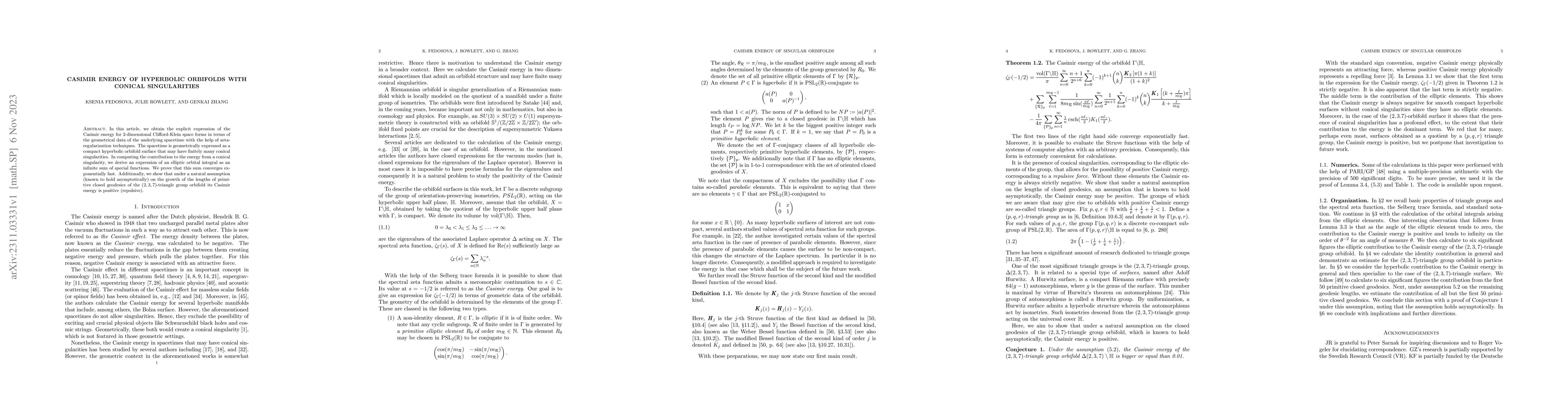 Thumbnail for Casimir energy of hyperbolic orbifolds with conical singularities