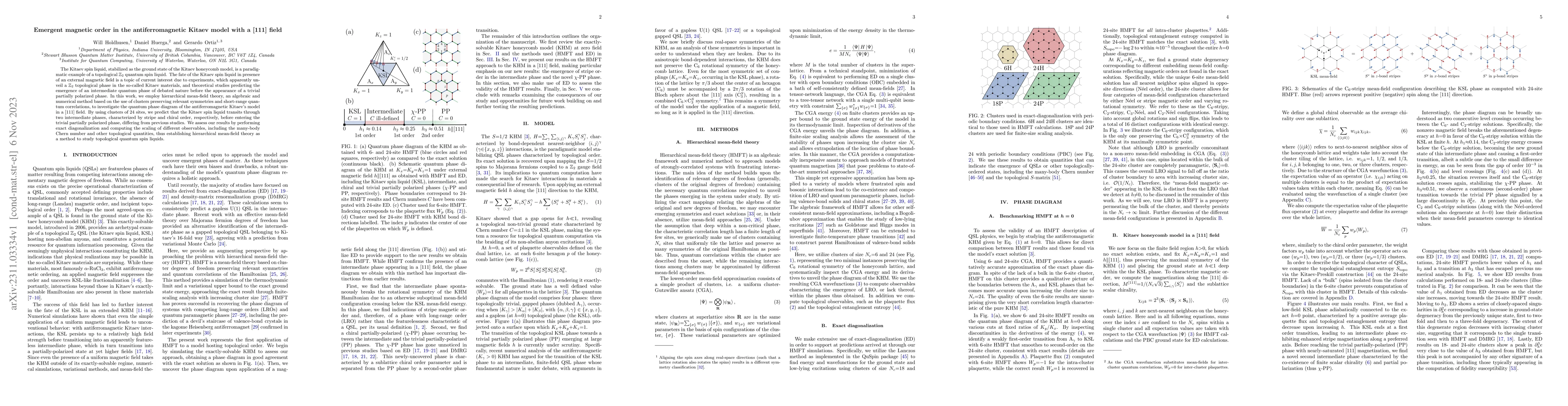 Thumbnail for Emergent magnetic order in the antiferromagnetic Kitaev model with a
  [111] field