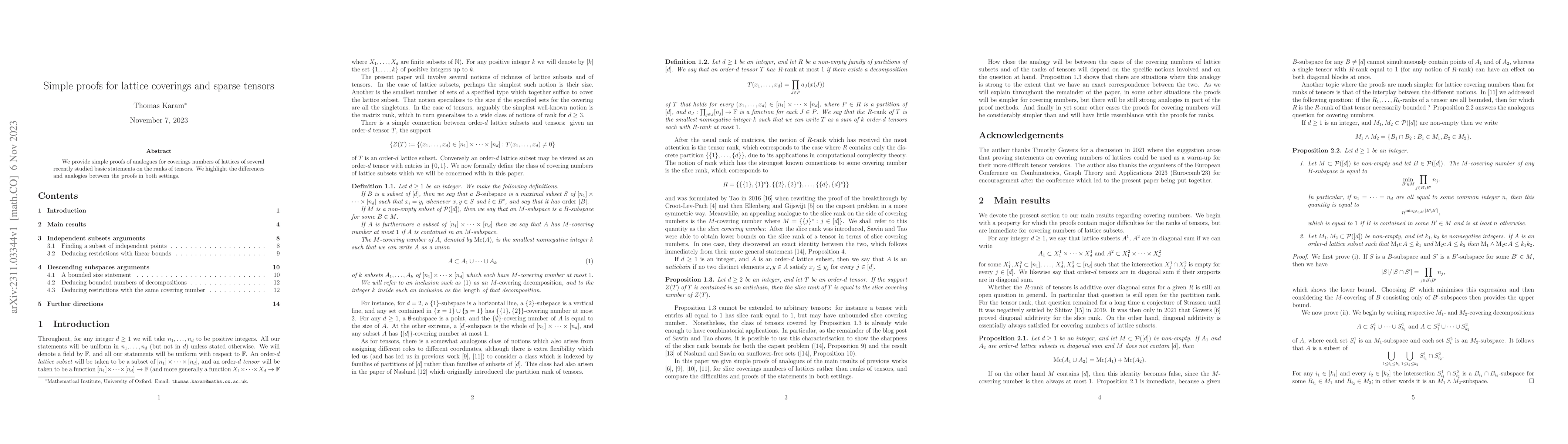 Thumbnail for Simple proofs for lattice coverings and sparse tensors