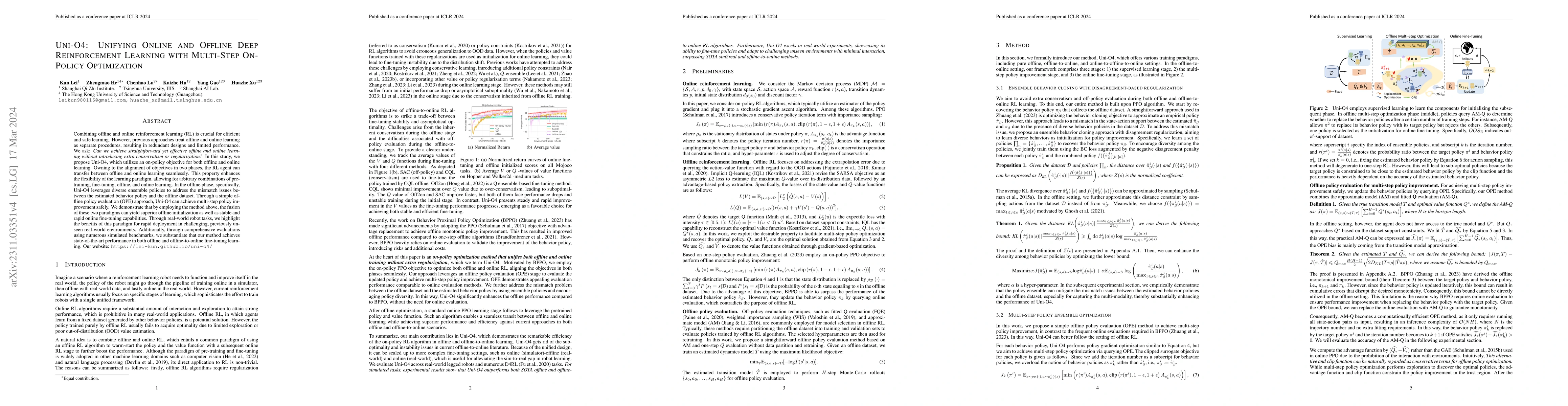 Thumbnail for Uni-O4: Unifying Online and Offline Deep Reinforcement Learning with
  Multi-Step On-Policy Optimization