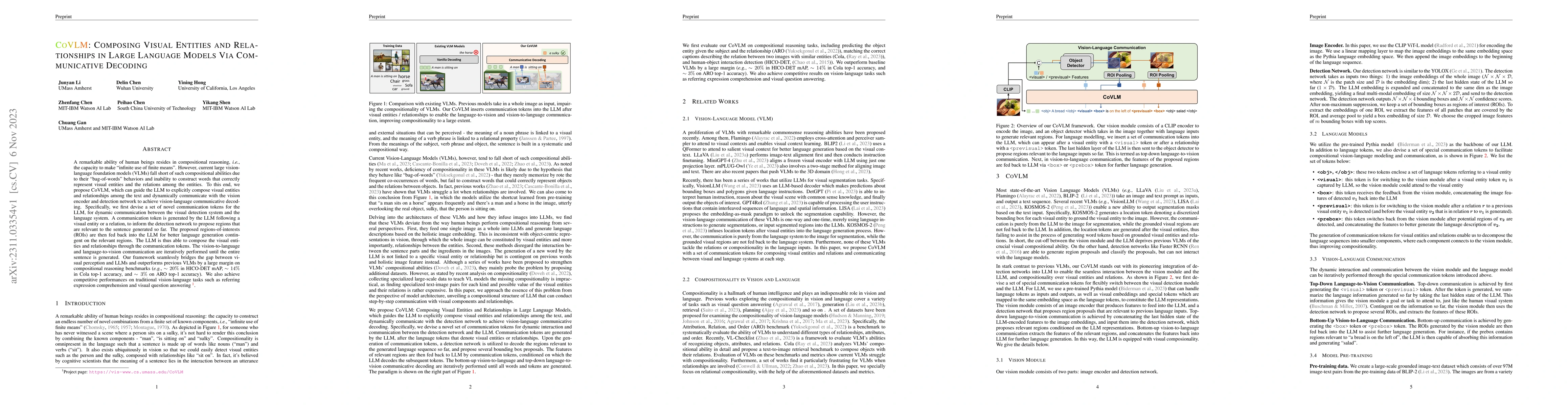 Thumbnail for CoVLM: Composing Visual Entities and Relationships in Large Language
  Models Via Communicative Decoding