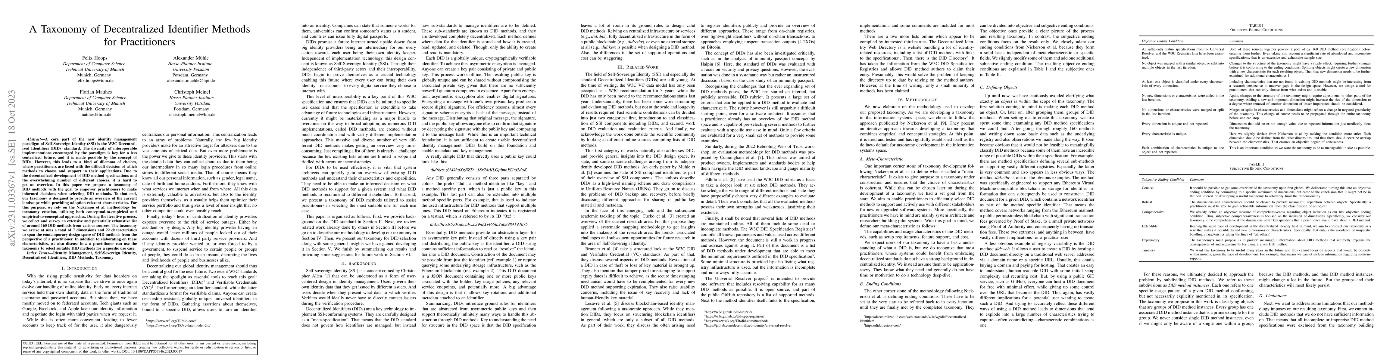 Thumbnail for A Taxonomy of Decentralized Identifier Methods for Practitioners