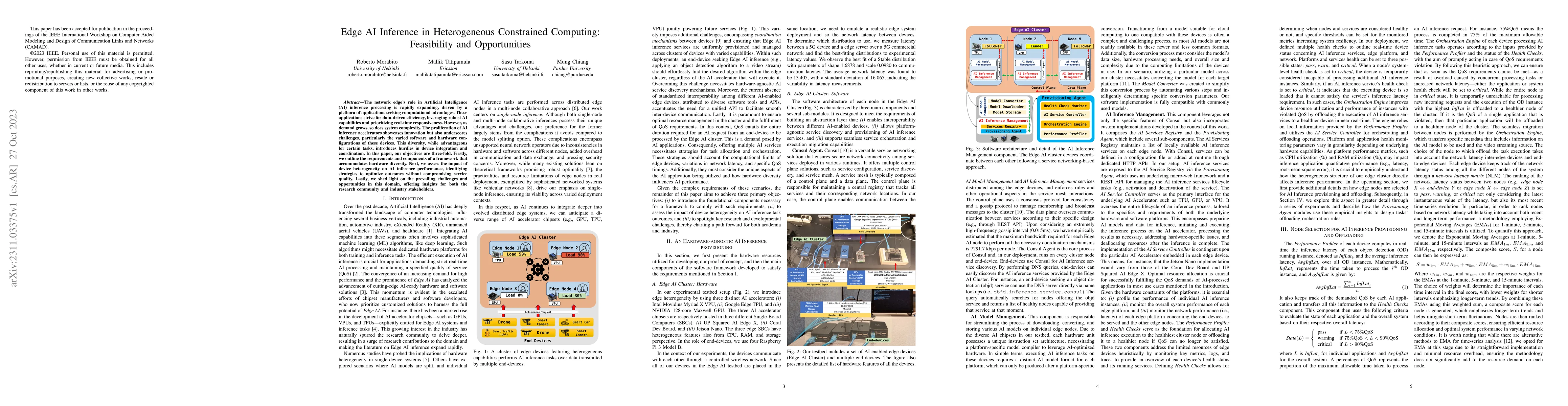 Thumbnail for Edge AI Inference in Heterogeneous Constrained Computing: Feasibility
  and Opportunities