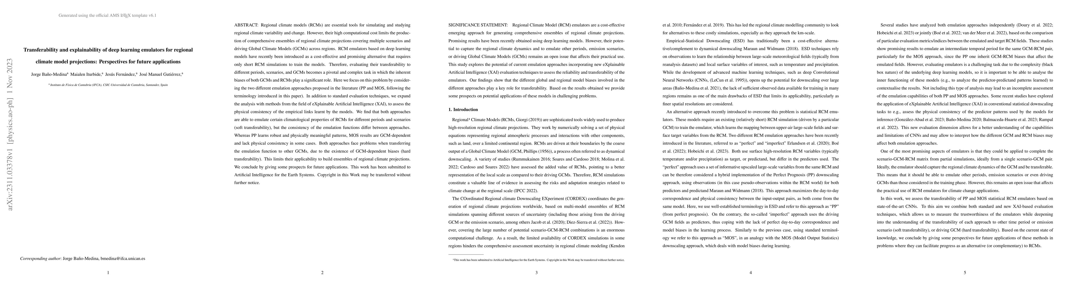 Thumbnail for Transferability and explainability of deep learning emulators for
  regional climate model projections: Perspectives for future applications