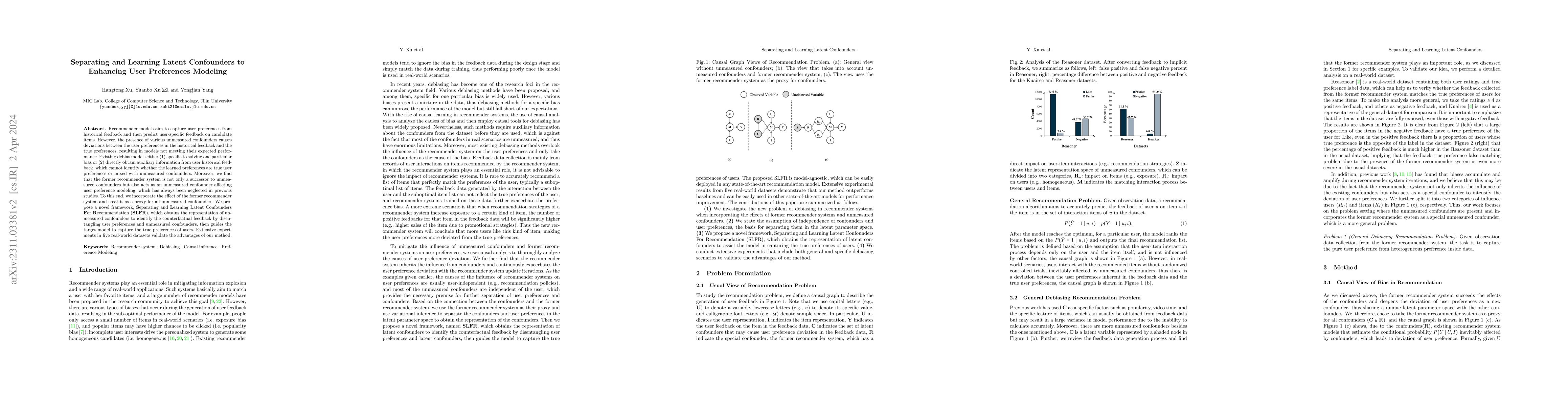 Thumbnail for Separating and Learning Latent Confounders to Enhancing User Preferences
  Modeling