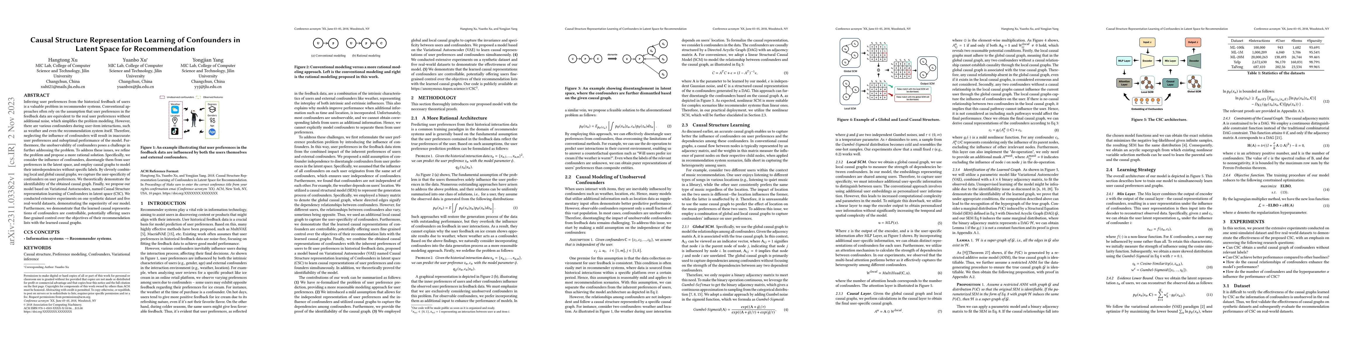 Thumbnail for Causal Structure Representation Learning of Confounders in Latent Space
  for Recommendation