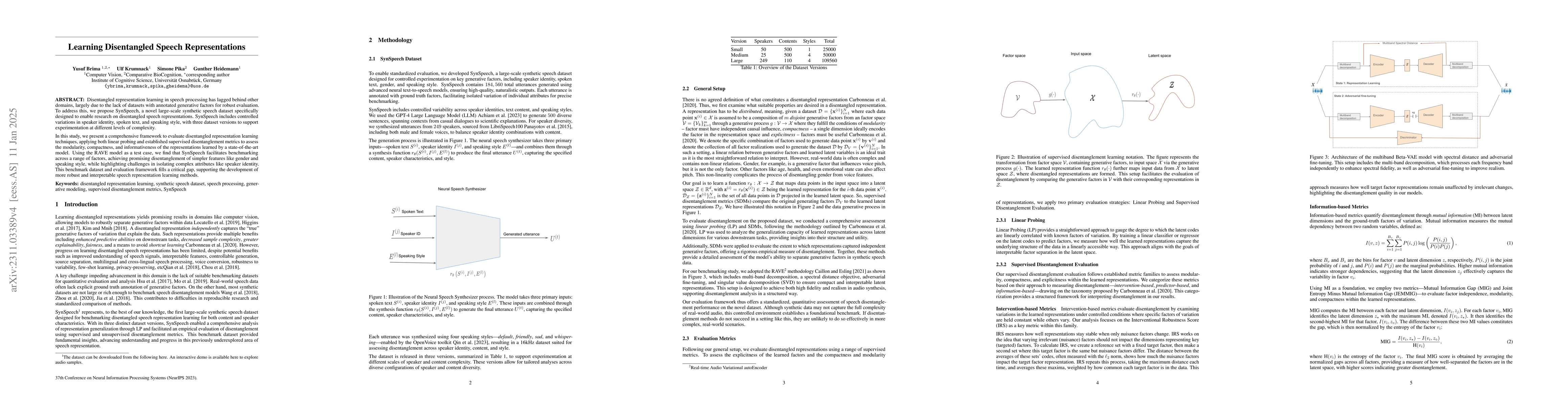 Thumbnail for Learning Disentangled Speech Representations