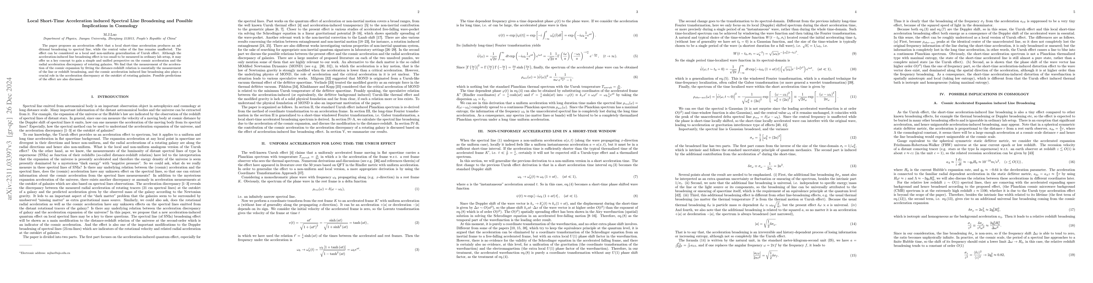 Thumbnail for Local Short-Time Acceleration induced Spectral Line Broadening and
  Possible Implications in Cosmology