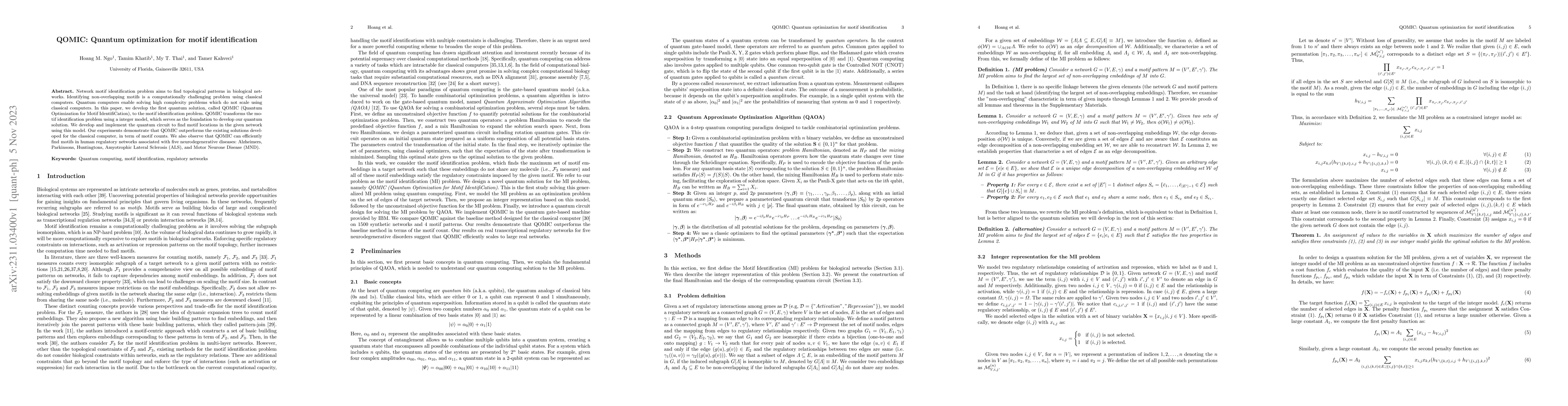 Thumbnail for QOMIC: Quantum optimization for motif identification