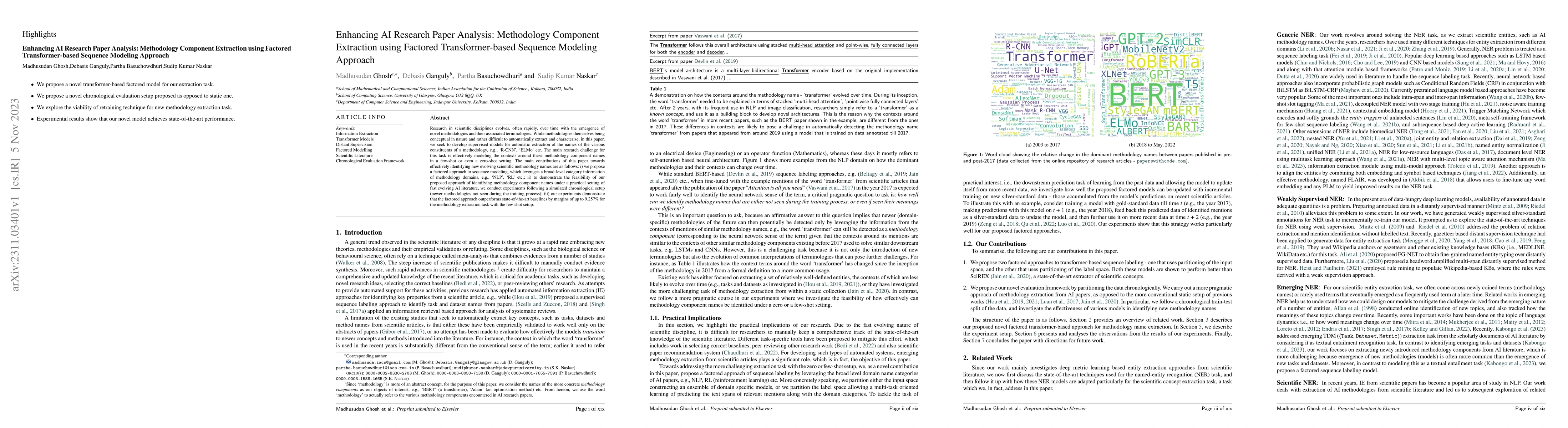 Thumbnail for Enhancing AI Research Paper Analysis: Methodology Component Extraction
  using Factored Transformer-based Sequence Modeling Approach