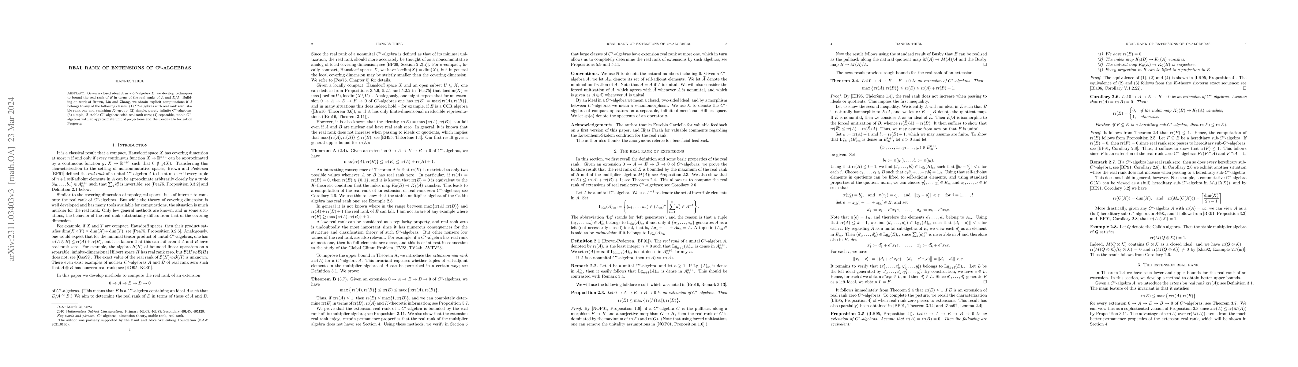 Thumbnail for Real rank of extensions of C*-algebras