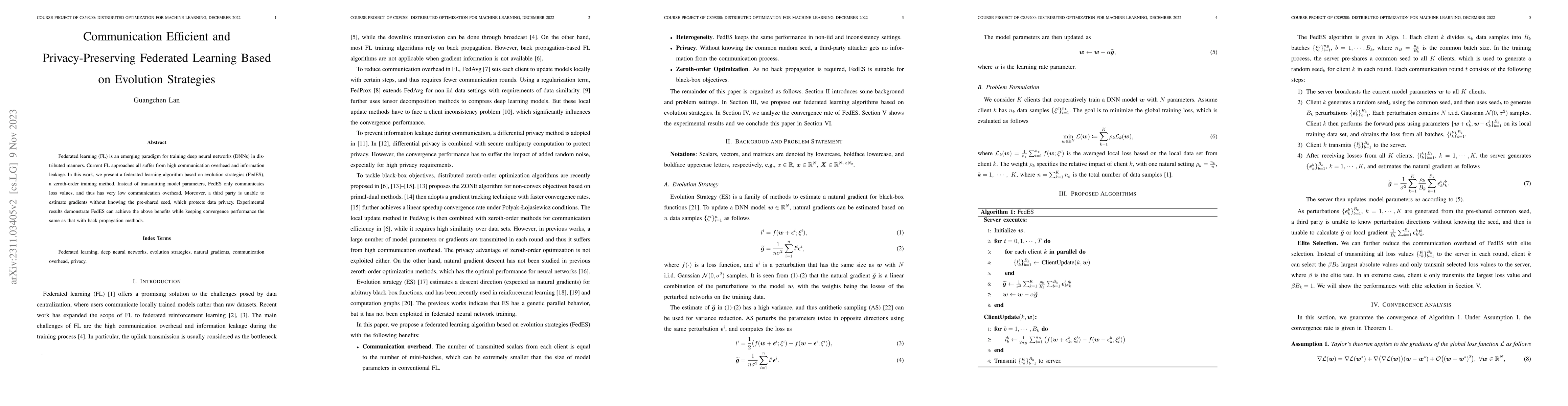 Thumbnail for Communication Efficient and Privacy-Preserving Federated Learning Based
  on Evolution Strategies