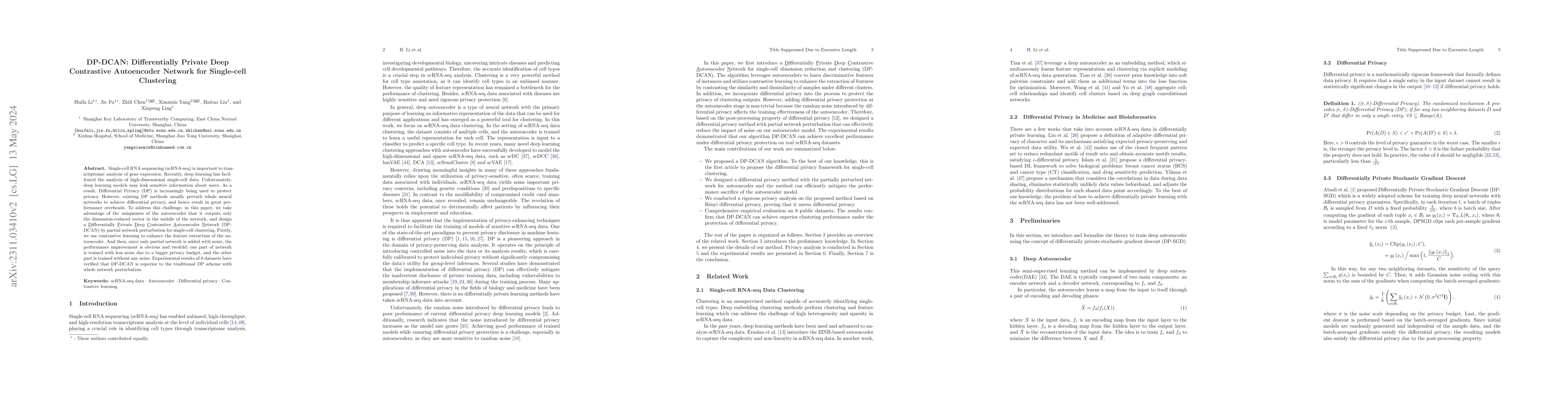Thumbnail for DP-DCAN: Differentially Private Deep Contrastive Autoencoder Network for
  Single-cell Clustering
