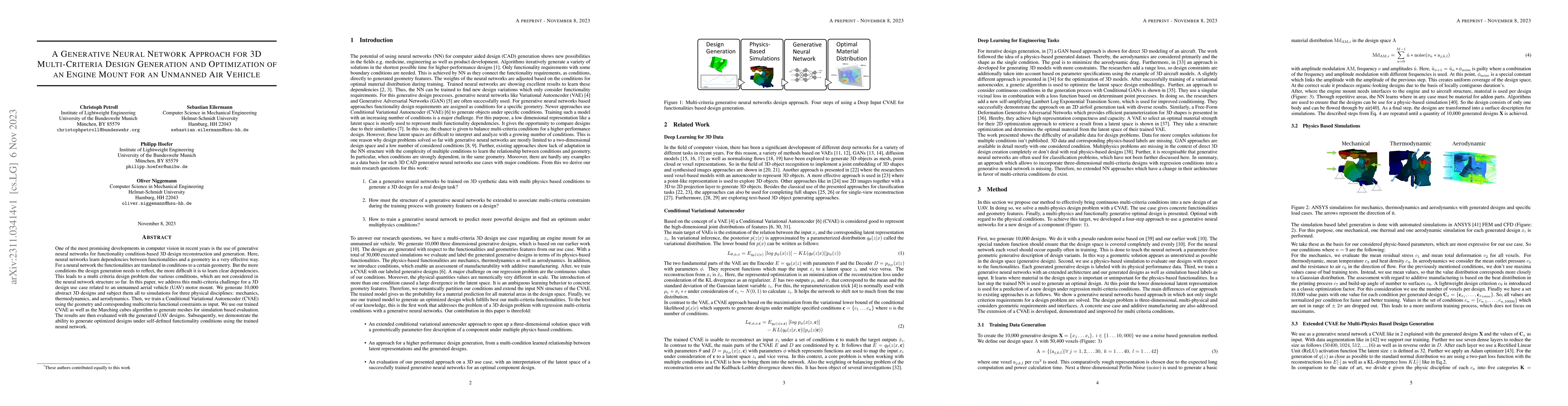 Thumbnail for A Generative Neural Network Approach for 3D Multi-Criteria Design
  Generation and Optimization of an Engine Mount for an Unmanned Air Vehicle
