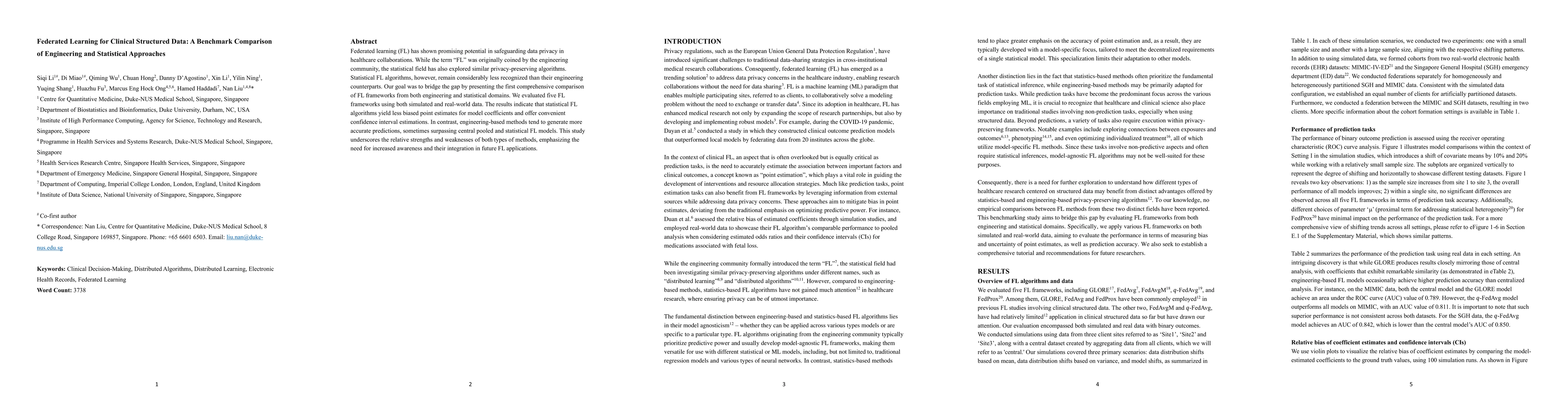 Thumbnail for Federated Learning for Clinical Structured Data: A Benchmark Comparison
  of Engineering and Statistical Approaches