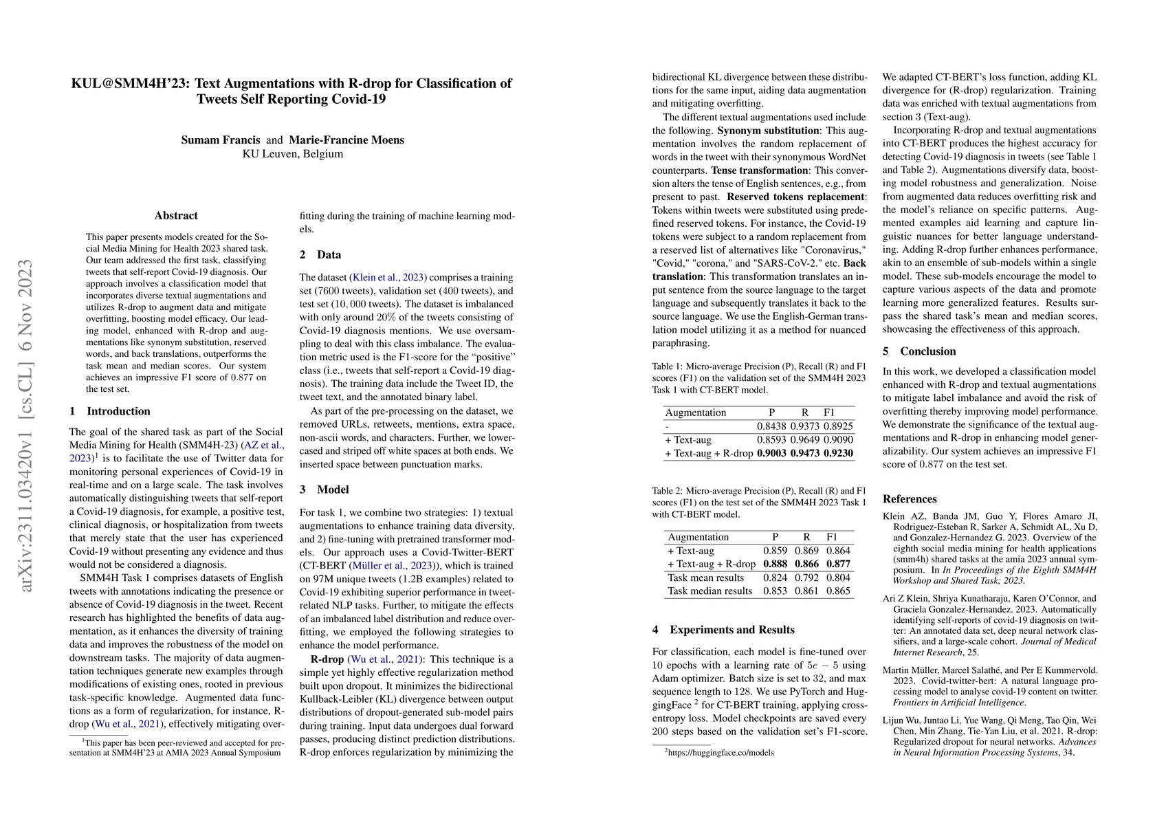 Thumbnail for Text Augmentations with R-drop for Classification of Tweets Self
  Reporting Covid-19