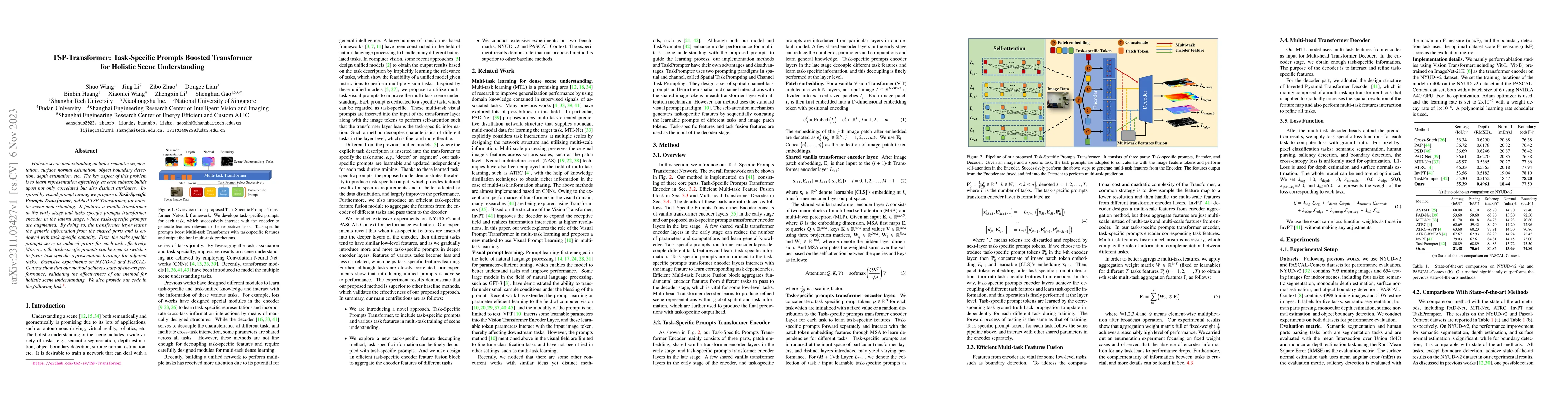 Thumbnail for TSP-Transformer: Task-Specific Prompts Boosted Transformer for Holistic
  Scene Understanding