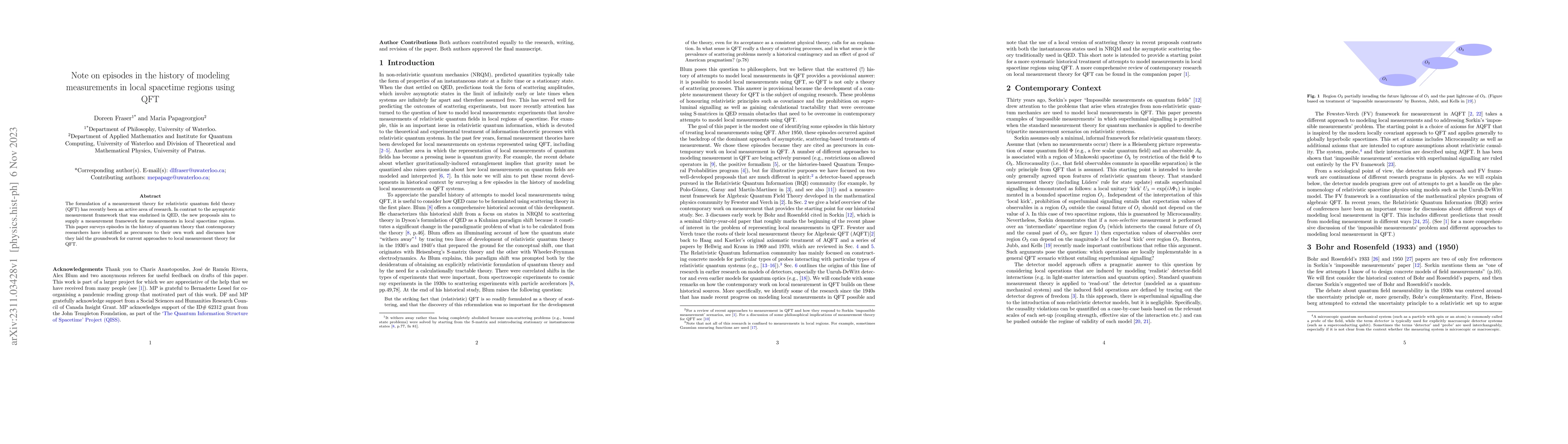 Thumbnail for Note on episodes in the history of modeling measurements in local
  spacetime regions using QFT